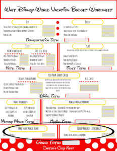Walt Disney World Vacation Budget Worksheet