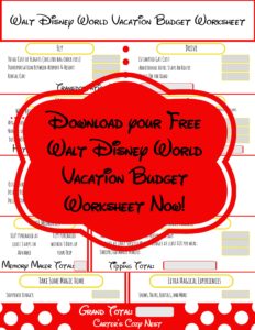 Walt Disney World Vacation Budget Worksheet