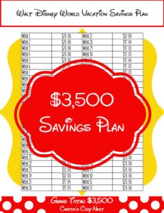 $3,500 Walt Disney World Savings Plan Printable